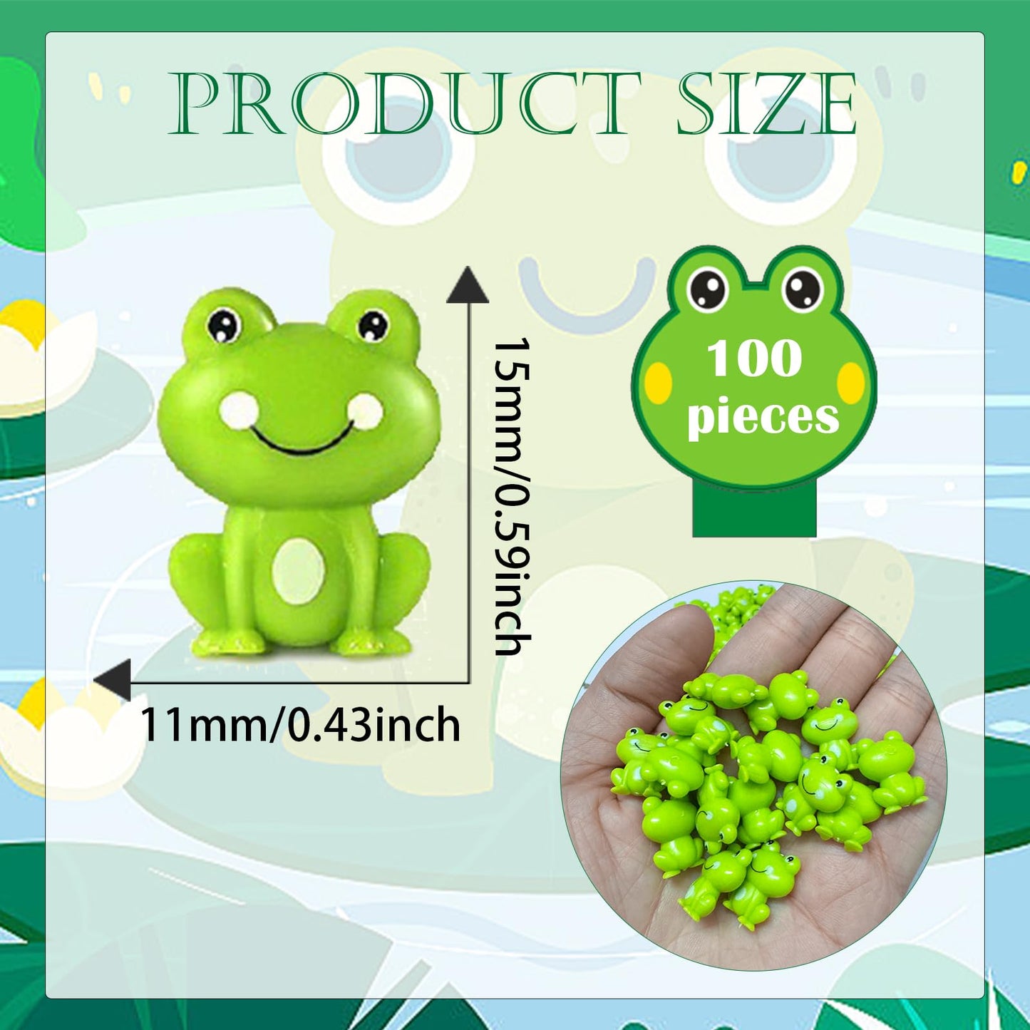100 Pieces Mini Green Plastic Frog Garden Decorations, Wsimily Tiny Frog Sculptures for Fairy Garden, Dollhouse Décor, Party & Home Decoration - Cute Miniature Frog Figurines