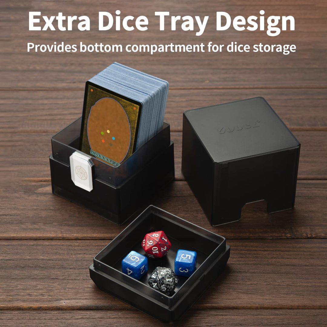 Sooez Heavy Duty MTG Deck Card Box with Dice Storage, 100+ Deck Case Boulder, Perfect Deck Holder for MTG Commander/YuGiOh/TCG and Sports Cards (Green)