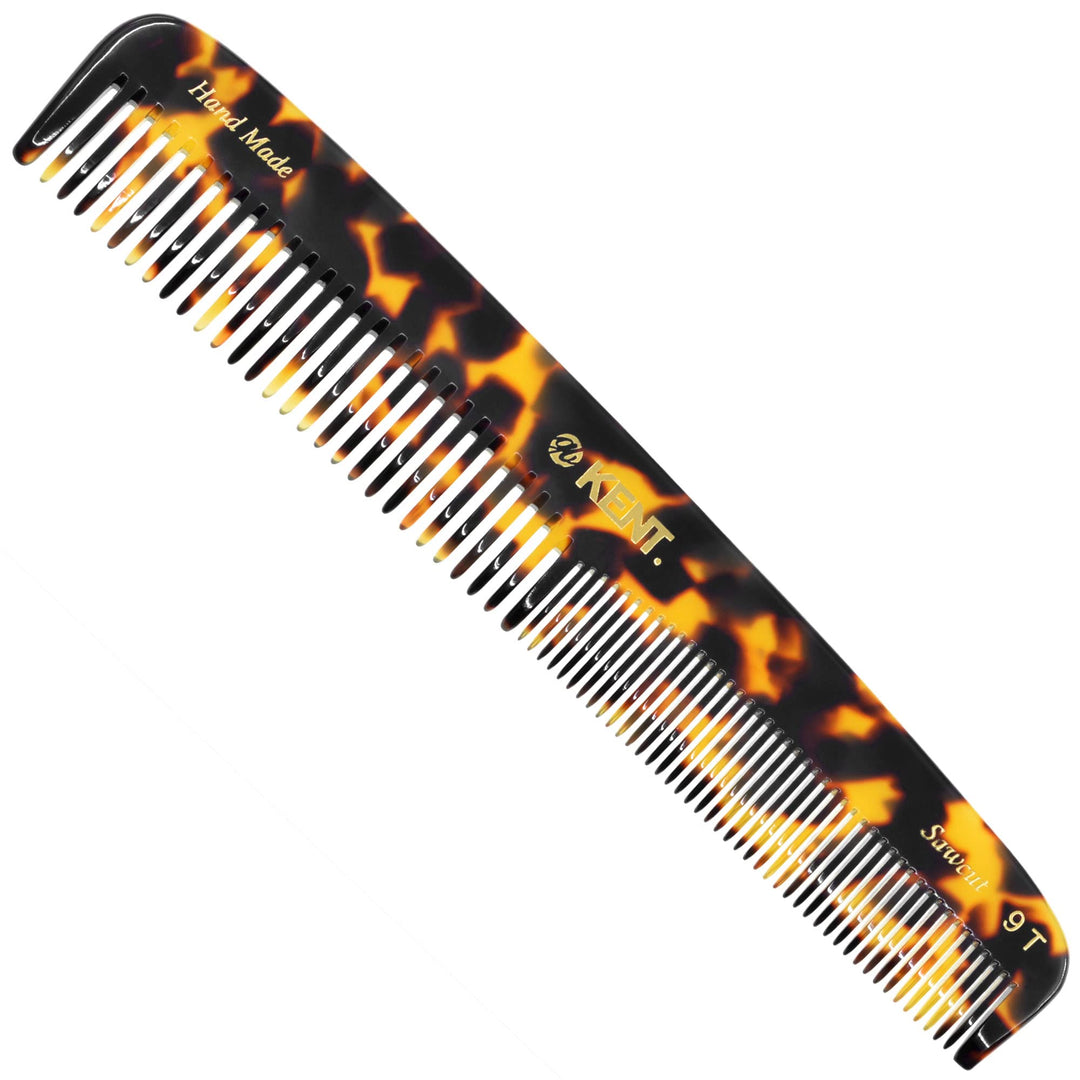Kent 9T Fine Tooth & Wide Tooth Comb Detangler Hair Combs - Large Handmade & Saw-Cut Dressing Comb - Wet Hair Comb for Women, Durable Grooming Comb for Men, Made in England (Yellow Tokyo), 1 Count