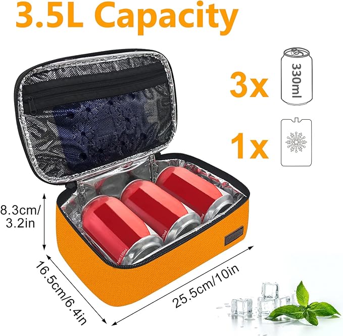 Gloppie Mini Lunch Box Small Lunch Bag for Children Insulated Lunch Bag for Kids, CPC Certified | Child-Safe Materials, Thermal LunchBox Reusable Sandwich Bags Snack Box, Orange