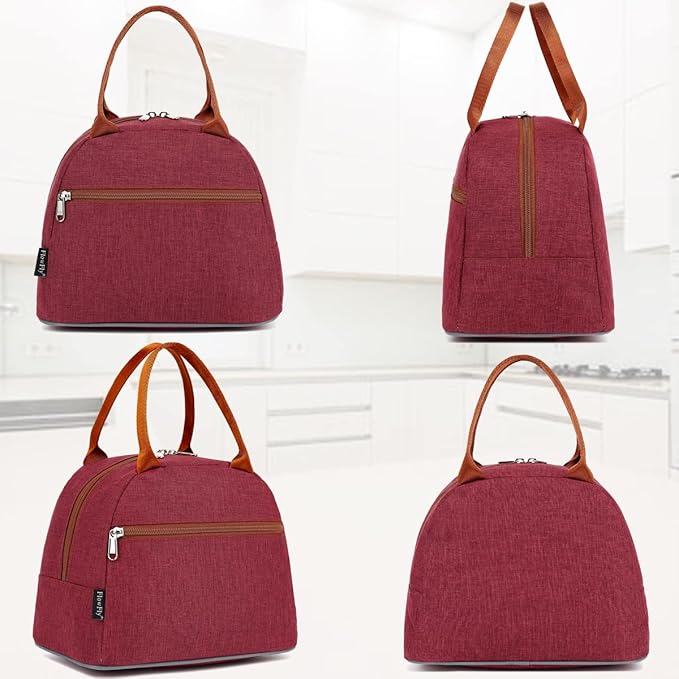 FlowFly Insulated Lunch Cooler Bag - Tote Bag Organizer for Women/Men, Red