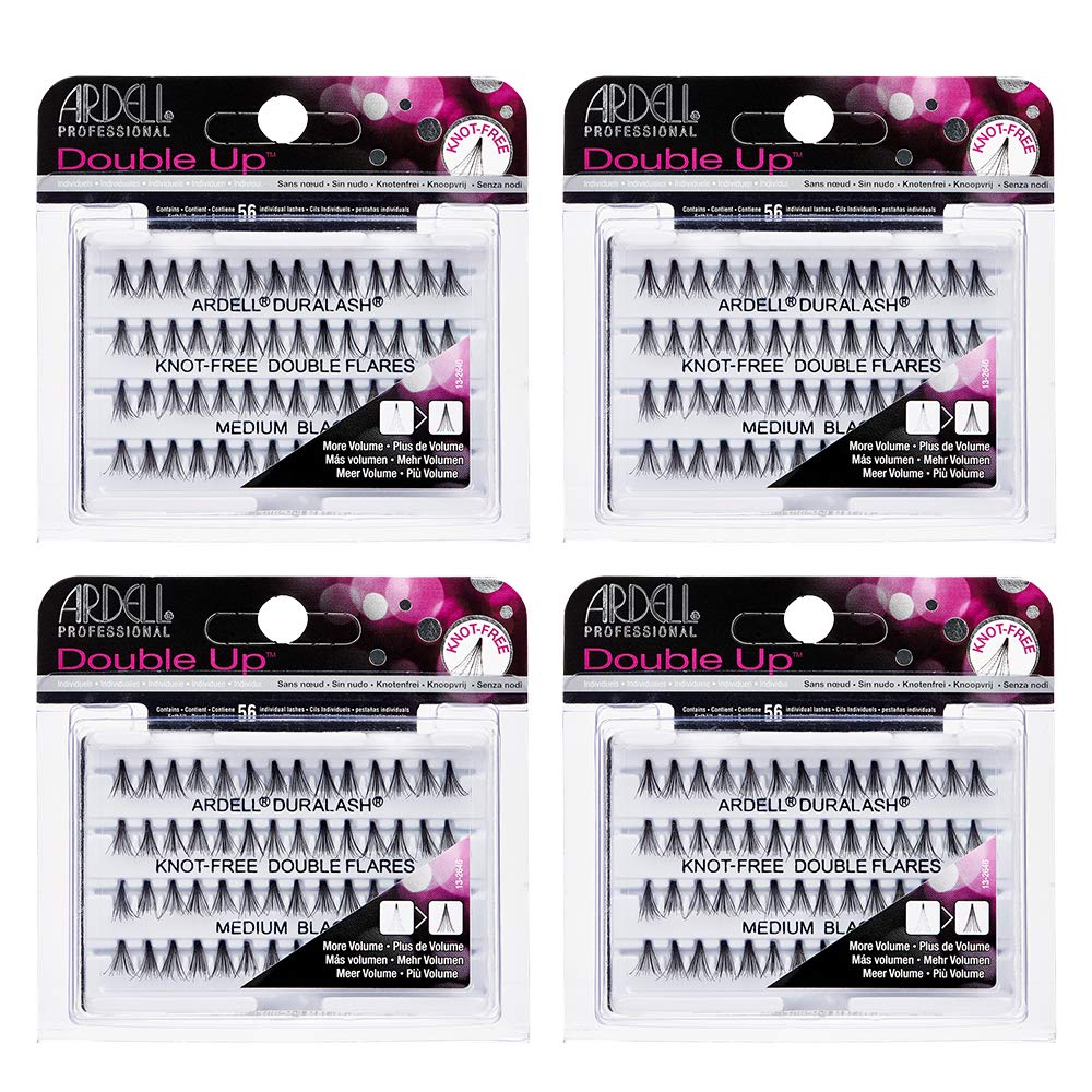 Ardell False Eyelashes Double Up Individuals, Knot-Free Medium Black, 4 Pack