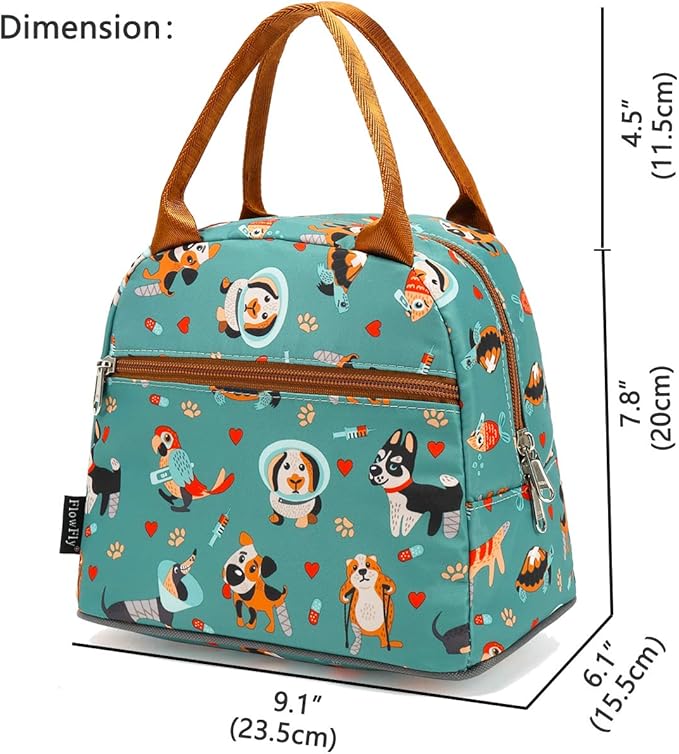 FlowFly Insulated Lunch Cooler Bag - Tote Bag Organizer for Women/Men, Dog