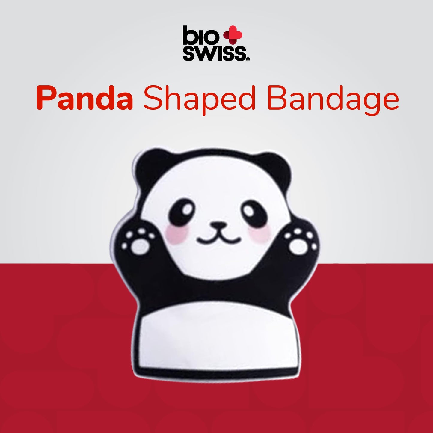 BioSwiss Bandages, Kids Self Adhesive Bandages, Animal Shaped Latex Free Sterile Wound Care Bandage Pack, 24 Count, Panda