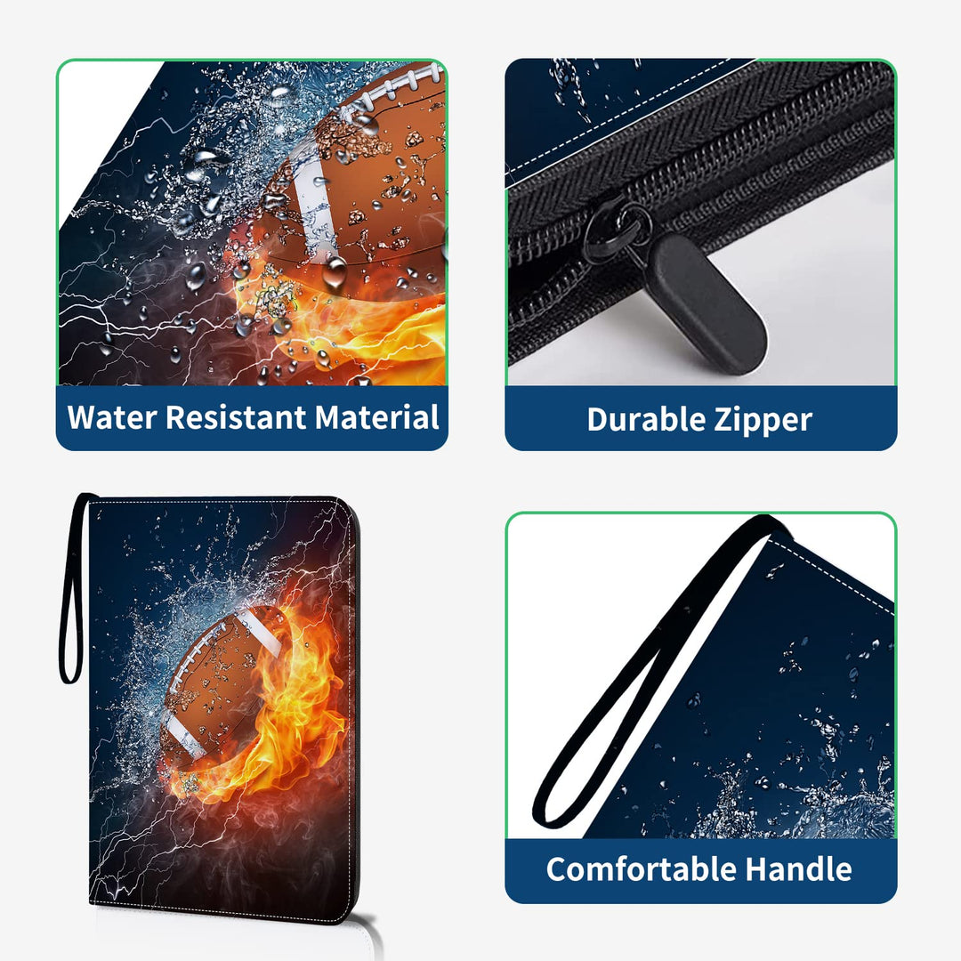 HESPLUS Football Card Binder Compatible with Football Card, Baseball Card, Trading Card, MTG and Other TCG, Fits 400 Cards with 50 Removable Pages, Card Holder Collector for Standard Size Card