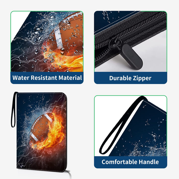 HESPLUS Football Card Binder Compatible with Football Card, Baseball Card, Trading Card, MTG and Other TCG, Fits 400 Cards with 50 Removable Pages, Card Holder Collector for Standard Size Card