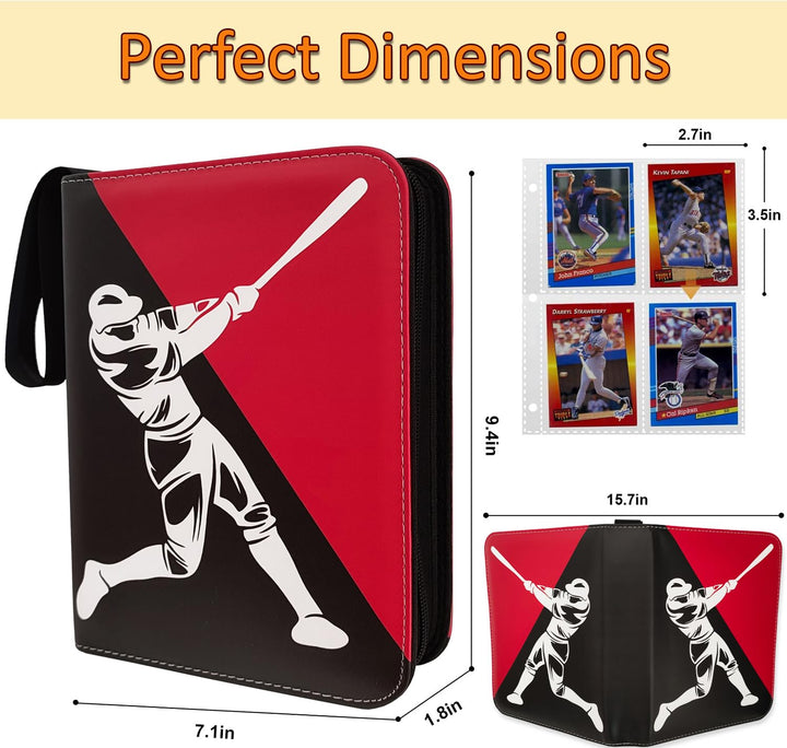 Baseball Card Binder 4 Pocket, 440 Sleeves Baseball Binder for Trading Cards Collection, Baseball Card Holder, 3 Ring Storage Book, Small Trading Card Album Mini Case, Collector Sports Cards Organizer