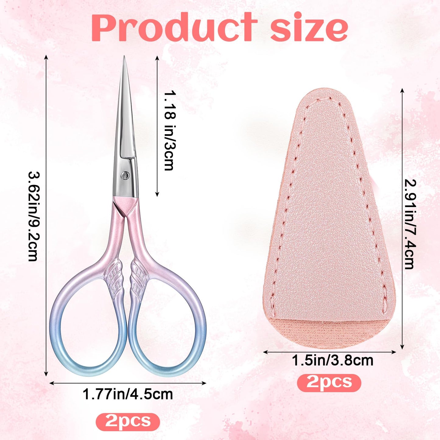 2Pcs Eyebrow Scissors Small Brow Trimmer Scissor Eye Brow Scissors Small Nose Hair Scissor Facial Hair Mini Grooming Scissors Stainless Steel Pointed for Eyelash Lash Mustache Manicure Beauty Cosmetic