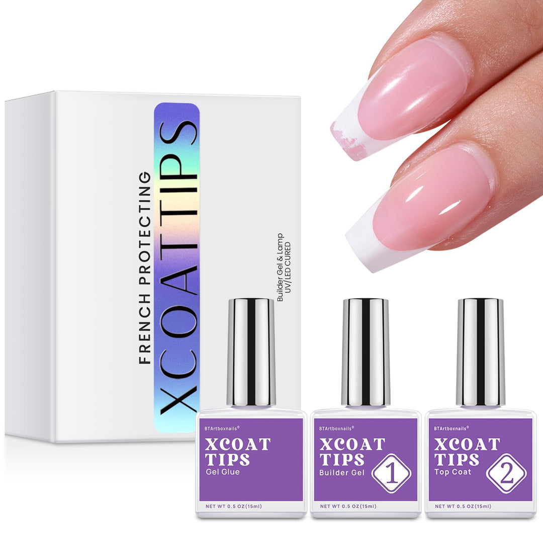 Btartboxnails Nail Tips Builder Gel Set - 15Ml Nail Tip Builder Gel 15Ml Top Coat With Gel Nail Glue For French Tip Gel Nails 30