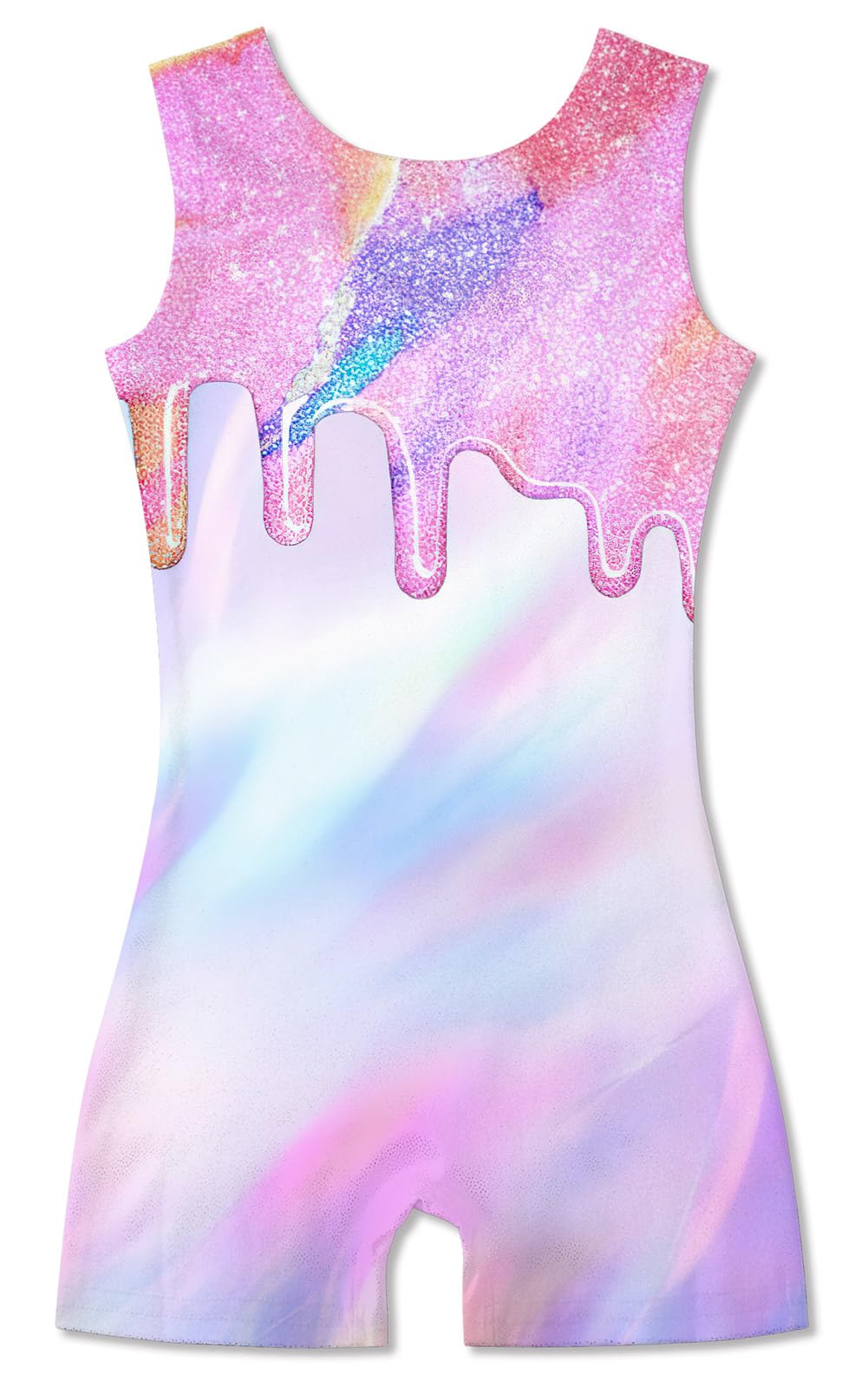TUONROAD Gymnastics Leotard with Shorts for Girls Biketards with White Pink Sparkling 5-6 5/6 Years Old
