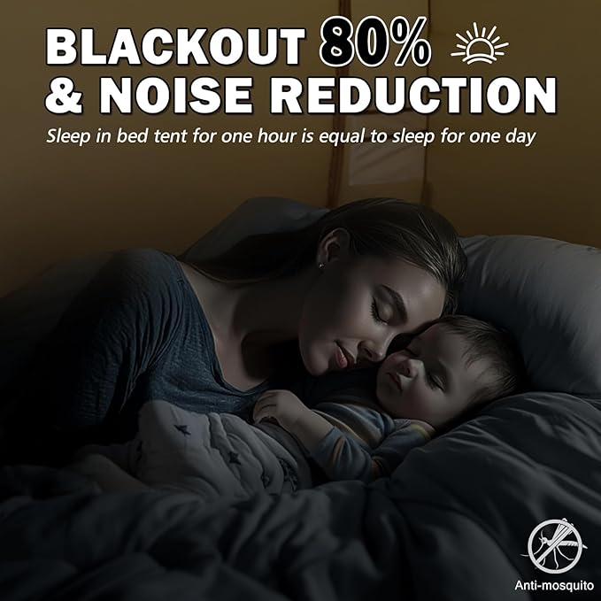 Bed Tent Bed Canopy BunkTwin Size Tents for Adult and Kids- Original Design Portable Dream Tent Indoor Sleeping Tents 80% Blackout with 3 Doors Breathable Big Space Tents