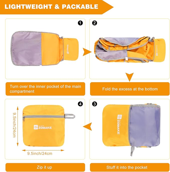 ZOMAKE Lightweight Packable Backpack 35L, Foldable Backpacks Water Resistant Collapsible Light Daypack for Hiking