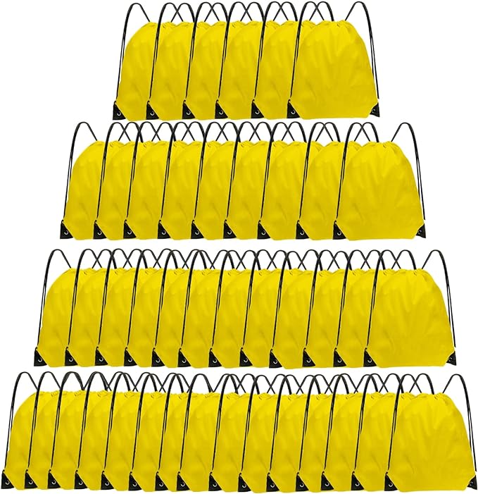 Drawstring Backpack Bulk 42 Pcs String Backpack Drawstring Bags Cinch Bag Sackpack for Men Women Gym (Yellow)