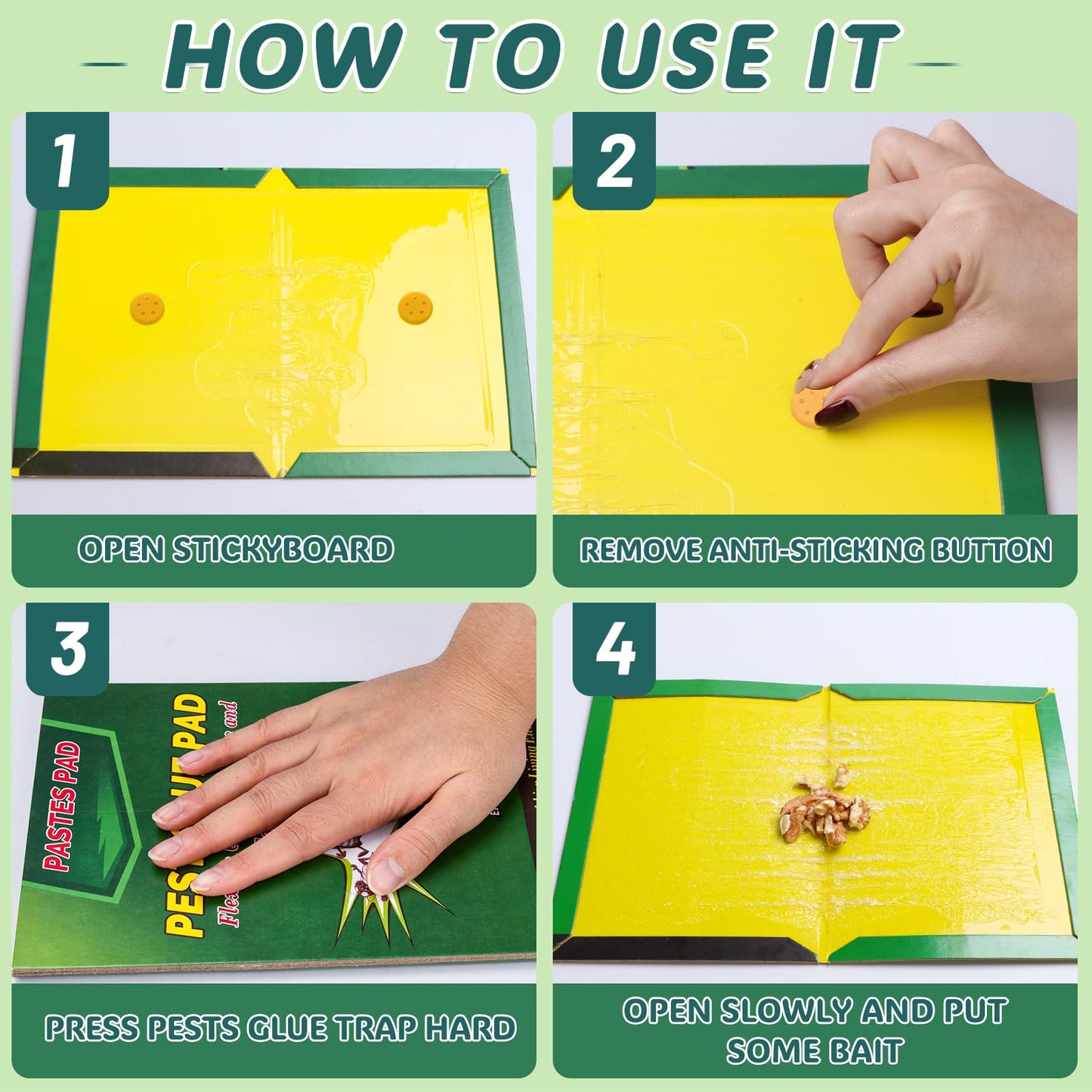 10 Packs Stickypads Glue Traps - 12.4 Inch x 8.2 Inch Sticky Pads Extra Strong, Gluetraps for Bed Bug & Cockroach, Glueboard Indoor Outdoor, Efficient Gum Pads for Home Kitchen Office Garage Garden