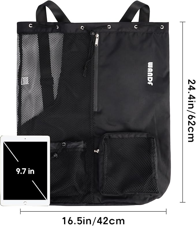 WANDF Swim Bag Mesh Drawstring Backpack with Wet Pocket for Swimming, Gym, and Workout Gear