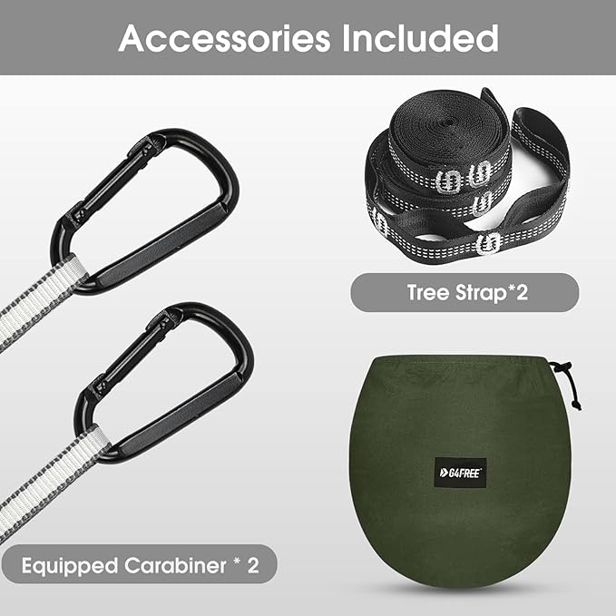 G4Free Large Camping Hammock with Mosquito Net 2 Person Pop-up Parachute Lightweight Hanging Hammocks Tree Straps Swing Bed for Outdoor Backpacking Backyard Hiking