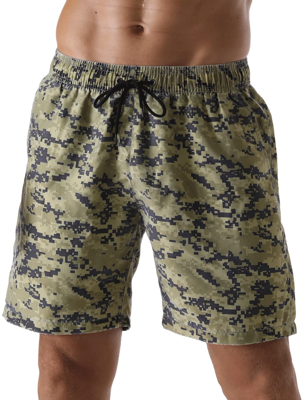 Nonwe Men's Beachwear Camo Summer Vacation Loose Sports Swim Trunks Green 36