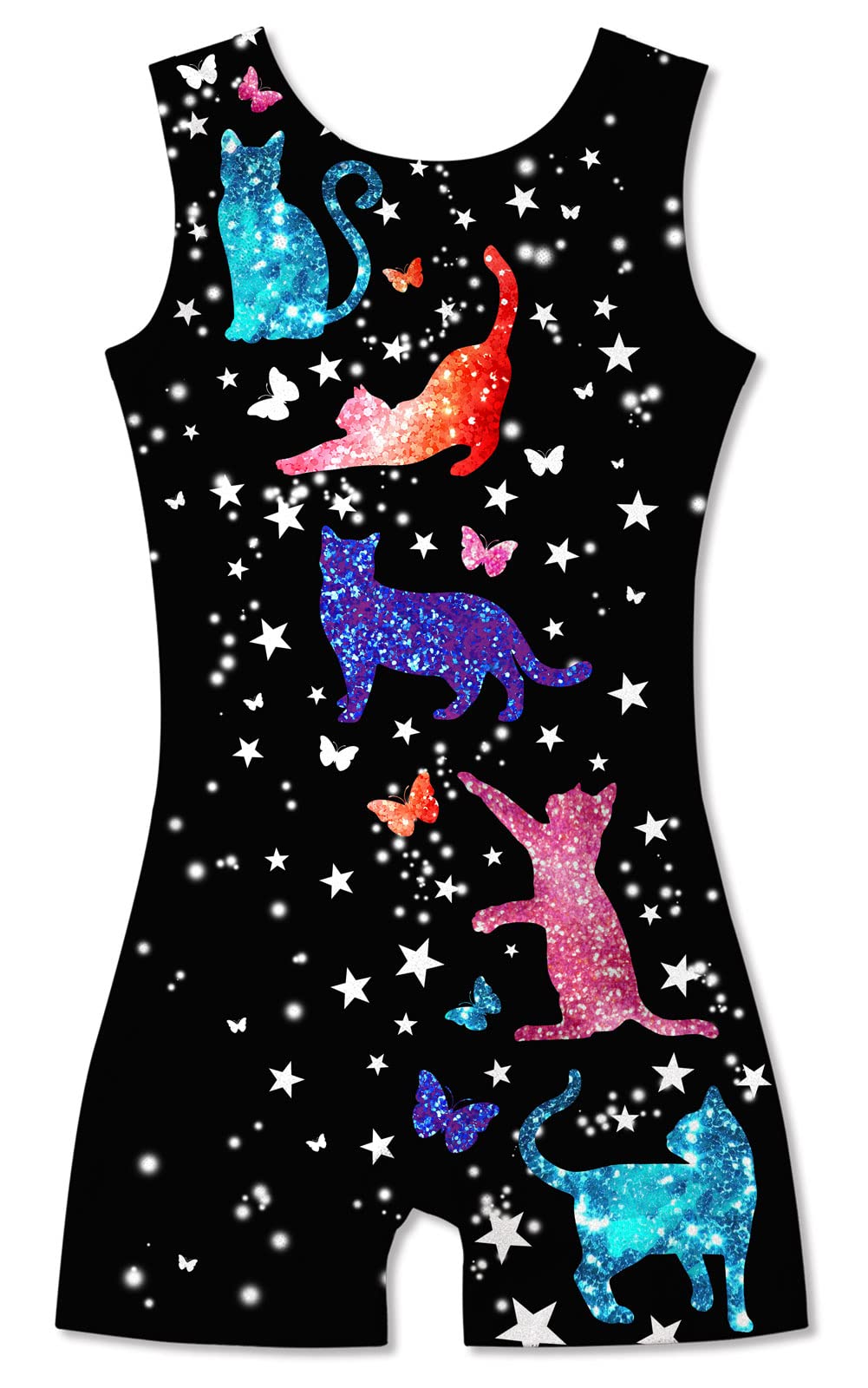 TUONROAD Girls Gymnastics Leotards for Kids 5T 6T 3D Blue Pink Cats Printed Girls Dance Clothing for Kids 5/6 Years Old