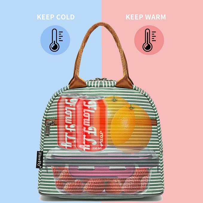FlowFly Insulated Lunch Cooler Bag - Tote Bag Organizer for Women/Men, Green