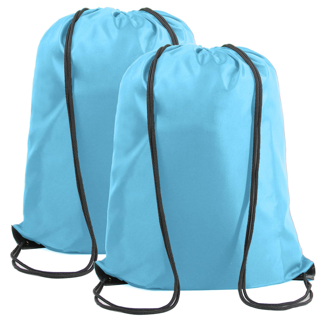 BeeGreen Sky Blue Drawstring Backpack Bags Bulk 2 Pack X-Large 22.4" L x 17.5" W Sports Cinch Sackpack Gym String Bags Machine Washable Heavy Duty for Men Women