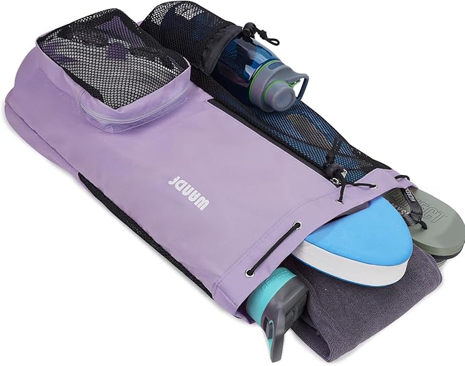 WANDF Swim Bag Mesh Drawstring Backpack with Wet Pocket for Swimming, Gym, and Workout Gear