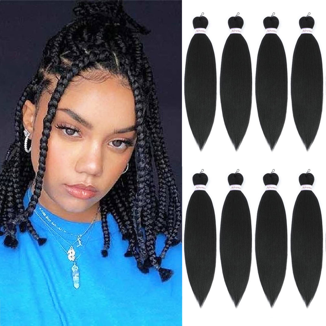 Alrence Pre Stretched Braiding Hair Long Braid 12 Inch 8 Packs Professional Braiding Hair Extensions Synthetic Crochet Twist Bra