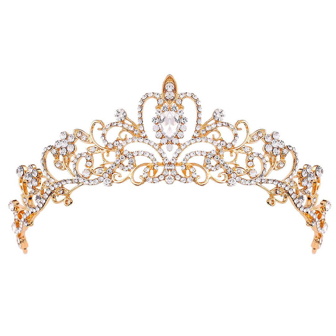 Cocide Gold Tiara Crowns Crystal Headband Princess Rhinestone Crown With Combs Bride Headbands Bridal Wedding Prom Birthday Part