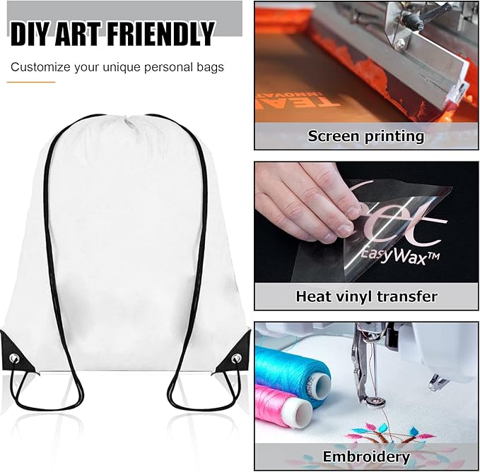 60 Pieces Drawstring Backpack Bulk Cinch Sackpack Ployster Drawstring Bags for Gym Party Trip(White)