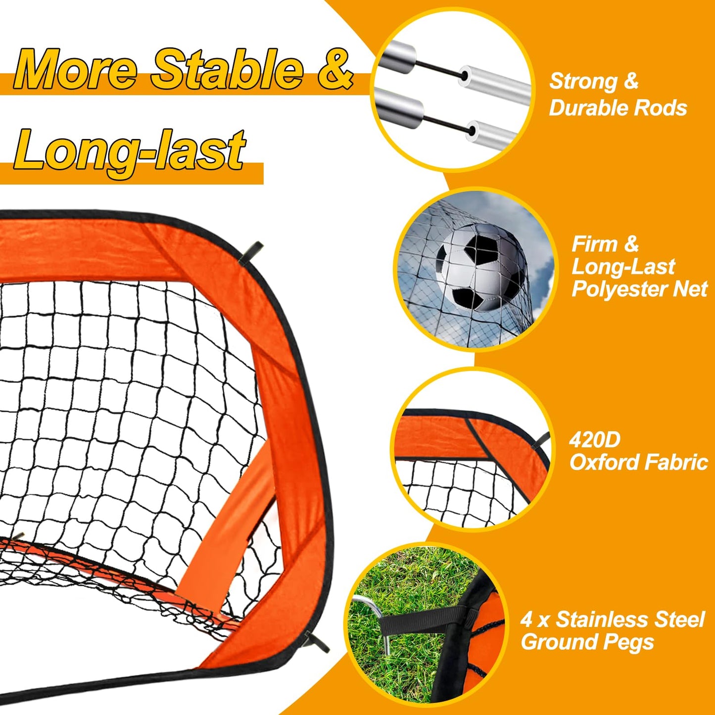 EVERRUSH Soccer Goal Pop Up Kids Toddler Soccer Goals Nets for Backyard Beach Soccer Training Net Mini Portable Foldable Football Goal Indoor Outdoor Lightweight Practice Soccer Net with Carry Bag