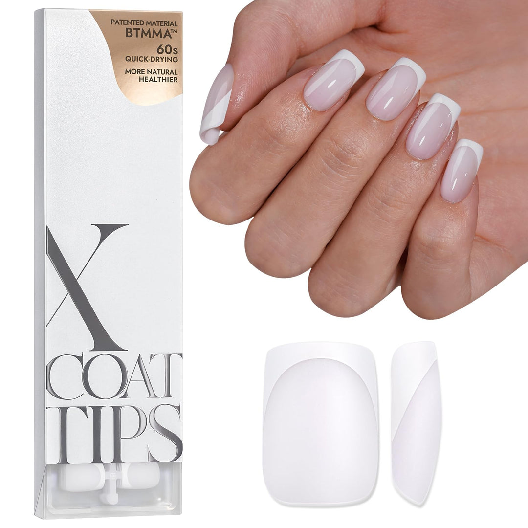 Btartboxnails Xcoattips French Tip Nails - White Press On Nails Short, 160 Pcs Milky White Square Soft Gel Nail Tips, Soak Off F