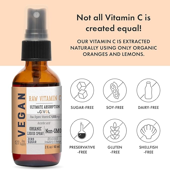 Vitamin D3+K2 Liquid Drops (MK4 & MK7) Organic Fractionated Coconut Oil and Vitamin C Extra Strength Spray Mist: Daily Absorption Liquid Extract, Essential Protein Support, Optimizes Wellness Benefits