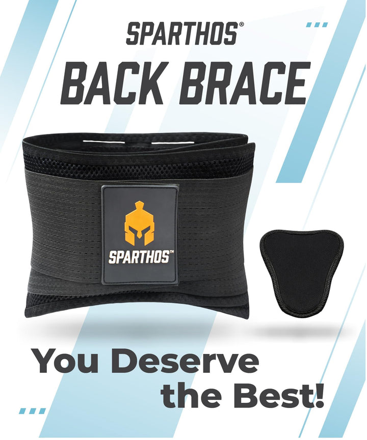 Sparthos Back Brace for Lower Back Pain - Immediate Relief from Sciatica, Herniated Disc, Scoliosis - Breathable Design With Lumbar Support Pad - For Home & Lifting At Work, For Men & Women - (Medium)