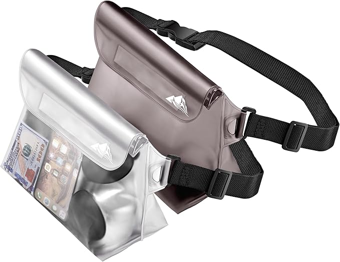 HEETA 2/3/4 Pack Waterproof Pouch with Waist Strap, Screen Touchable Dry Bag with Adjustable Belt for Phone Valuables for Kayaking, Swimming, Snorkeling, Boating, Fishing, Surfing & Beach