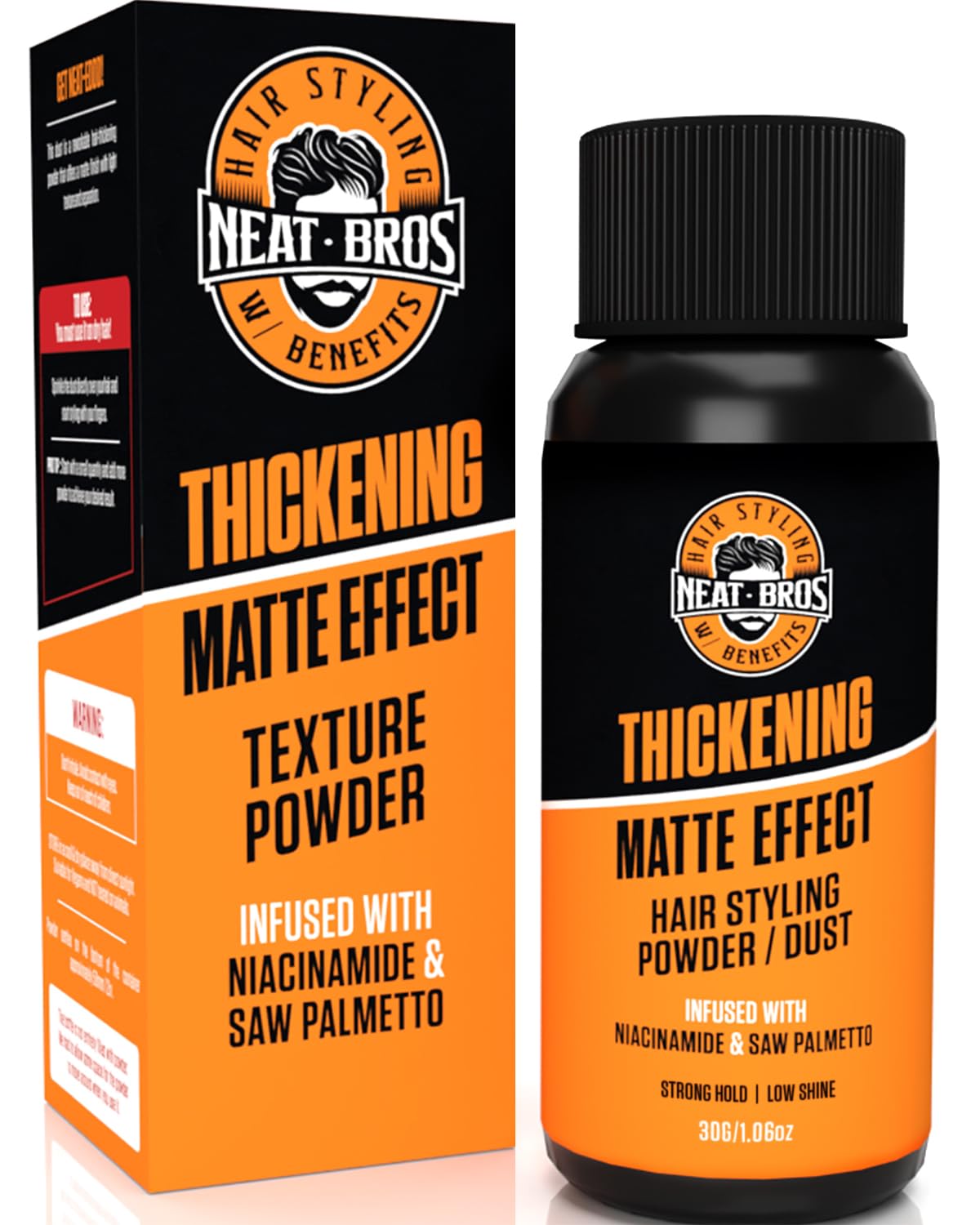 Neat Bros Hair Styling Texture Powder - Strong Hold & Matte Finish - Hairstyle Volumizer with Niacinamide and Saw Palmetto for Men and Women - Texturizing Dust for All Hair Types - 1.06oz (30g) 1Pack