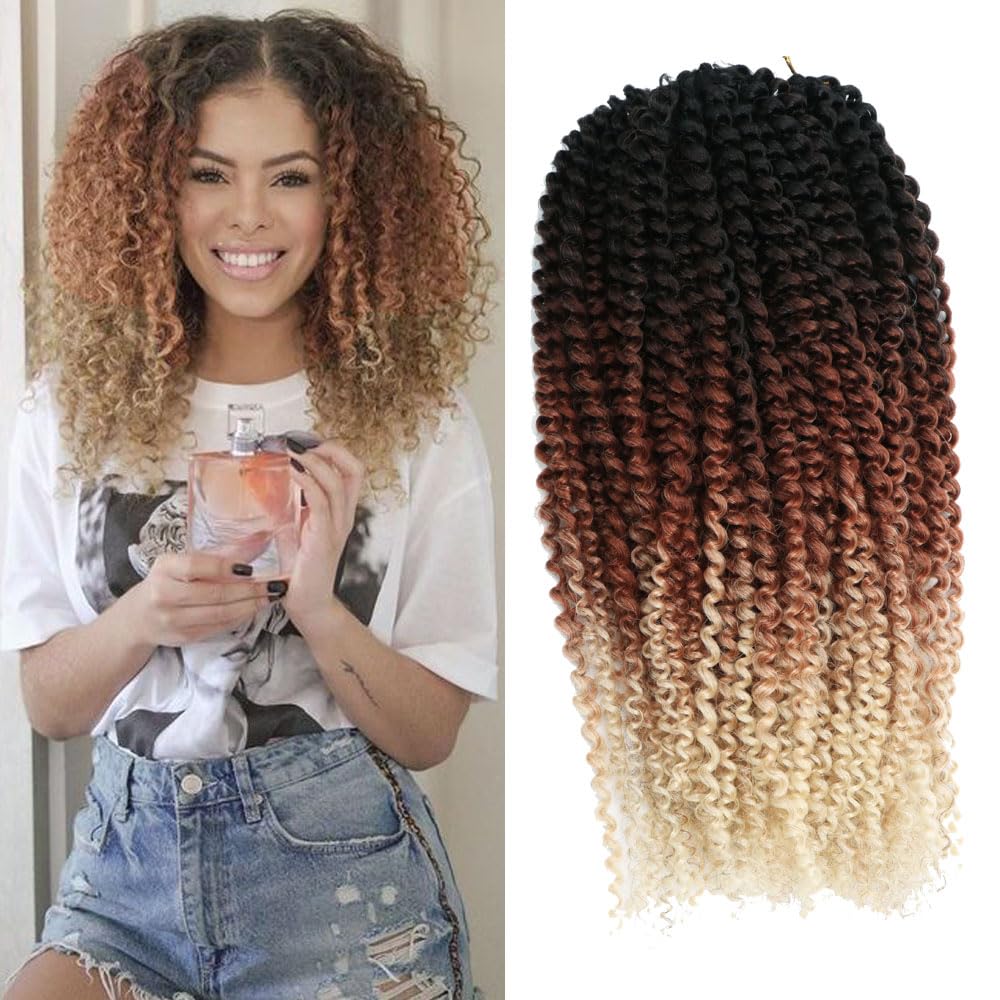 3Pcs/Pack Kinky Curl 12Inch Afro Kinky Twist Hair Crochet Braids Soft Synthetic Crochet Hair Extention (12Inchotblonde)