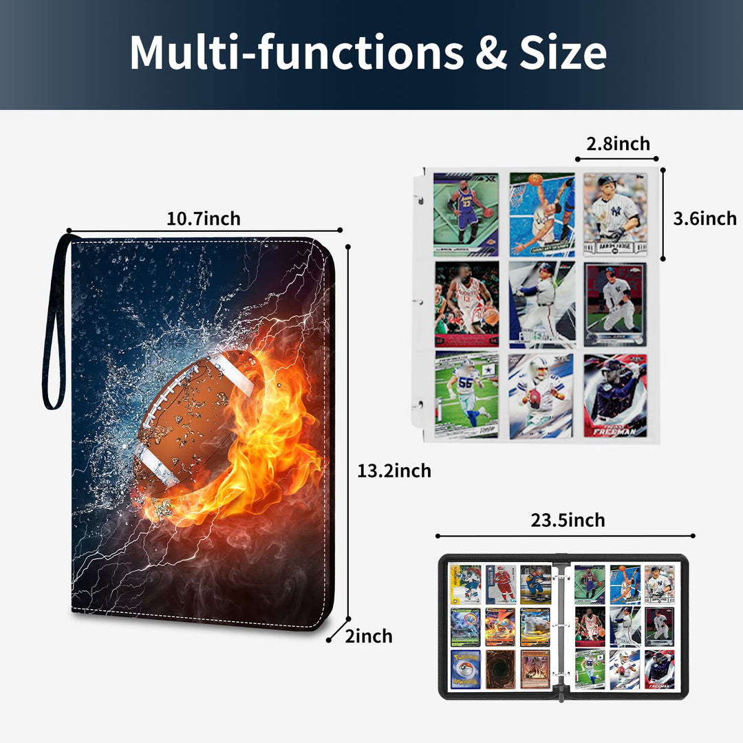 HESPLUS Football Card Binder Compatible with Football Card, Baseball Card, Trading Card, MTG and Other TCG, Fits 900 Cards with 50 Removable Pages, Card Holder Collector for Standard Size Card