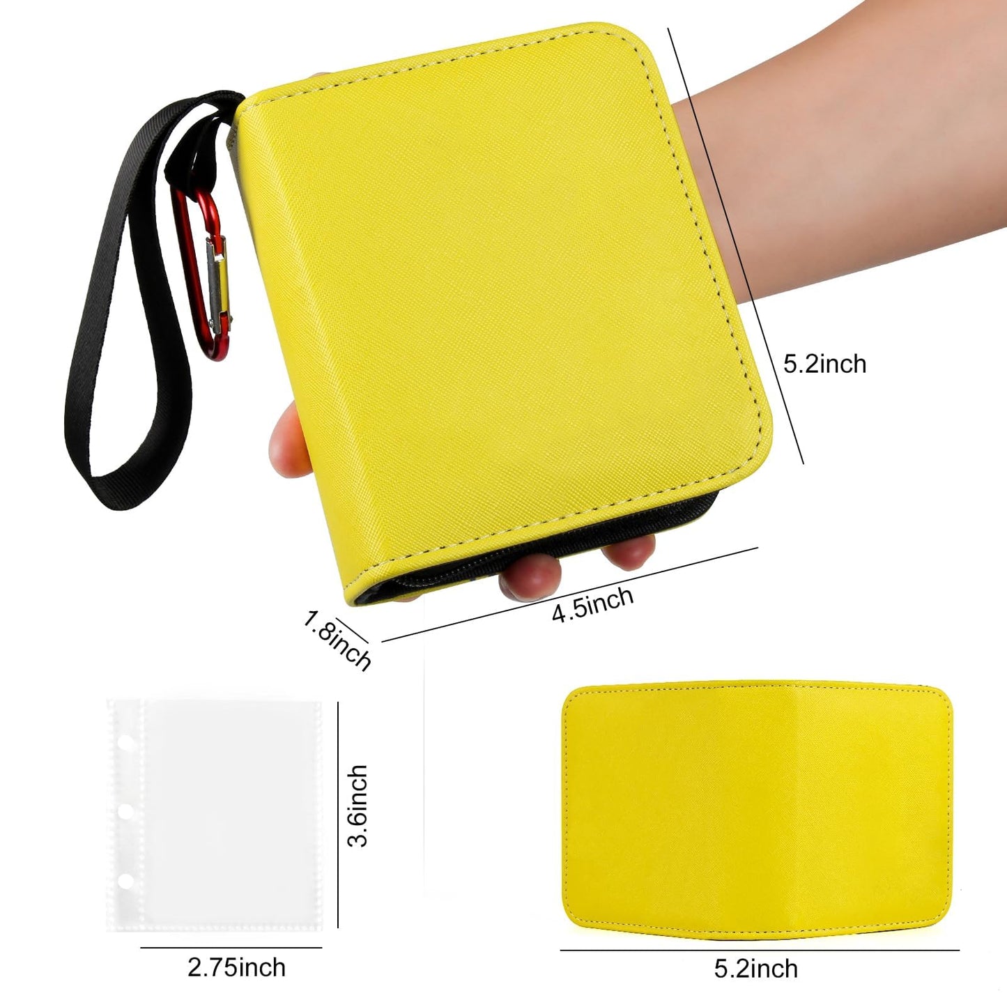 GEAoffice Small 1-Pocket Trading Card Mini Binder, Holding 80 Cards with 40 Removable Sleeves, 1 Card Size Collectible Card Albums for TCG, MTG, Yugioh, Gifts for Kids (Yellow)