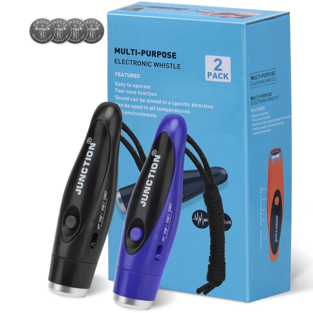 Xflyee Electronic Whistles 2 Pack, Handheld 3 Tones High Volume Electric Whistles with Lanyard for Teacher, Coaches, Referees, Training Whistle, Loudest Outdoor Emergency Whistle, Sports Whistle