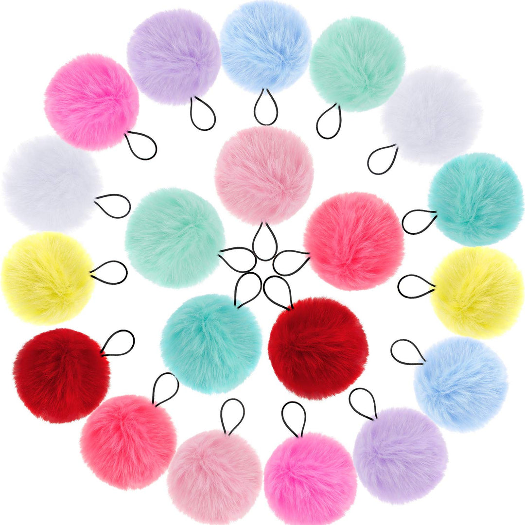 20 Pieces Pom Ball Elastic Hair Ties Cute Pom Hair Bands Pompoms Fluffy Ponytail Holders For Women Girl Kids Hair Accessories, 1