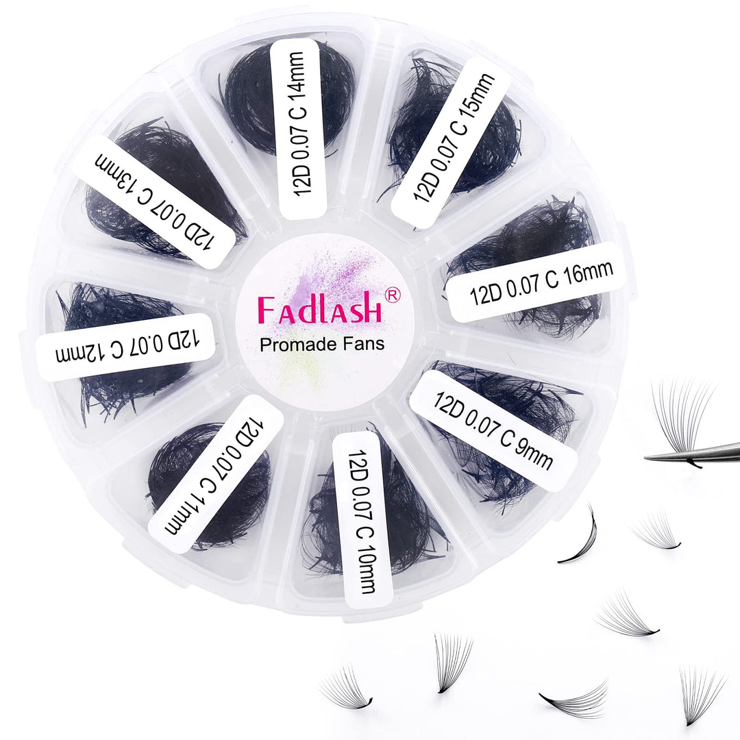 Volume Lash Extensions 1000Pcs Premade Fans Eyelash Extensions Promades Eyelash Loose Fans Pointed Base 5D/8D/10D/12D/14D/16D 9-