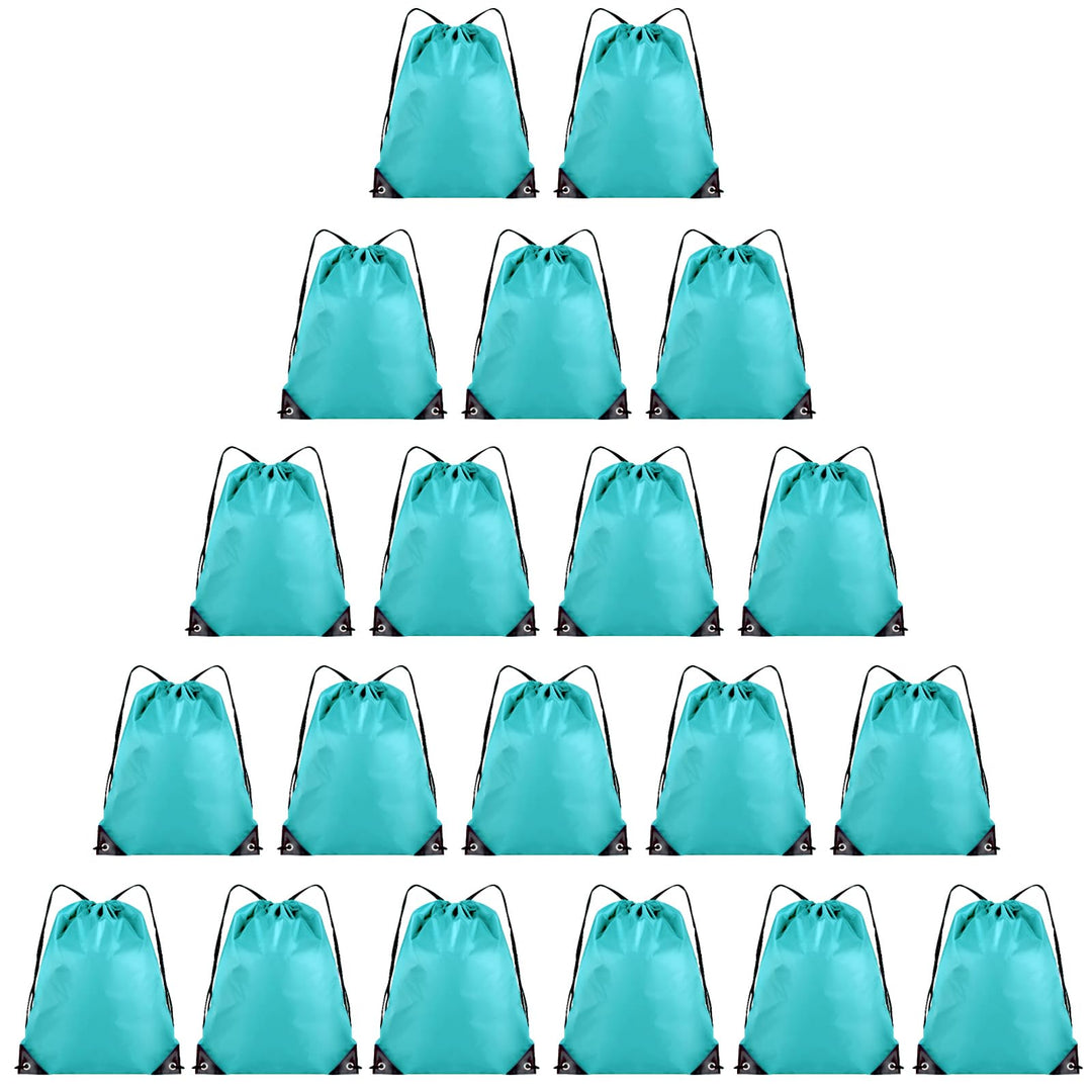 Grneric 20 Pieces Drawstring Backpack Bulk Cinch Sackpack Ployster Drawstring Bags for Gym Party Trip(Aqua)