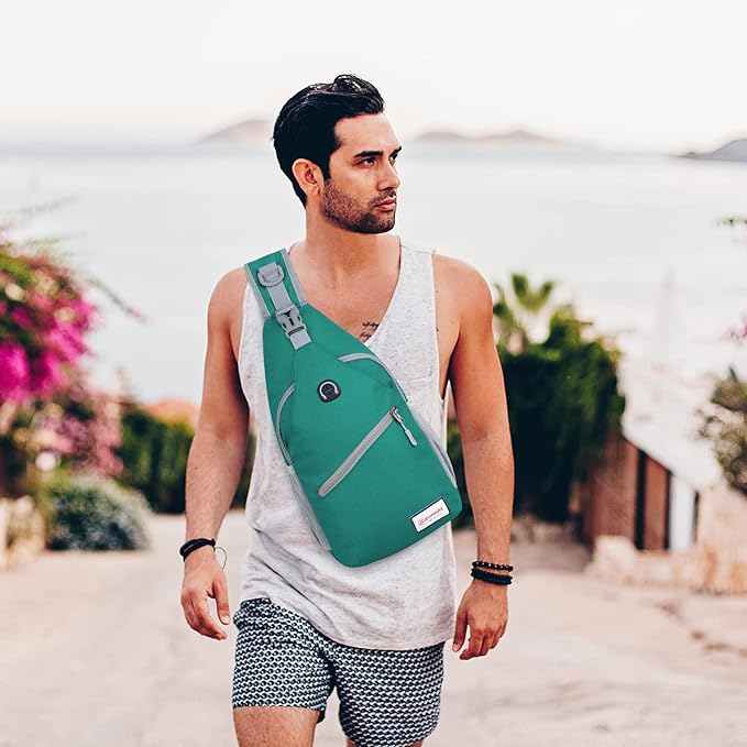 ZOMAKE Sling Bag for Women Men, Small Crossbody Sling Backpack, Mini Water Resistant Shoulder Daypack for Travel, Anti Thief Chest Bag for Hiking, Sports, Army Green(new)