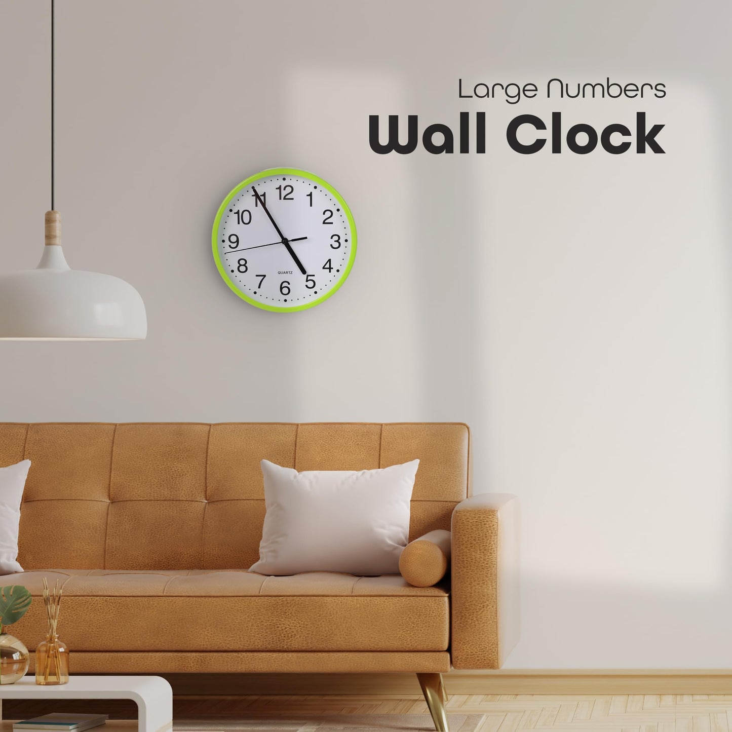 DIVCHI Wall Clock Silent & Non-ticking Modern Battery Operated Digital Quiet Sweep Office Home School Kitchen Decor Clocks (Green)