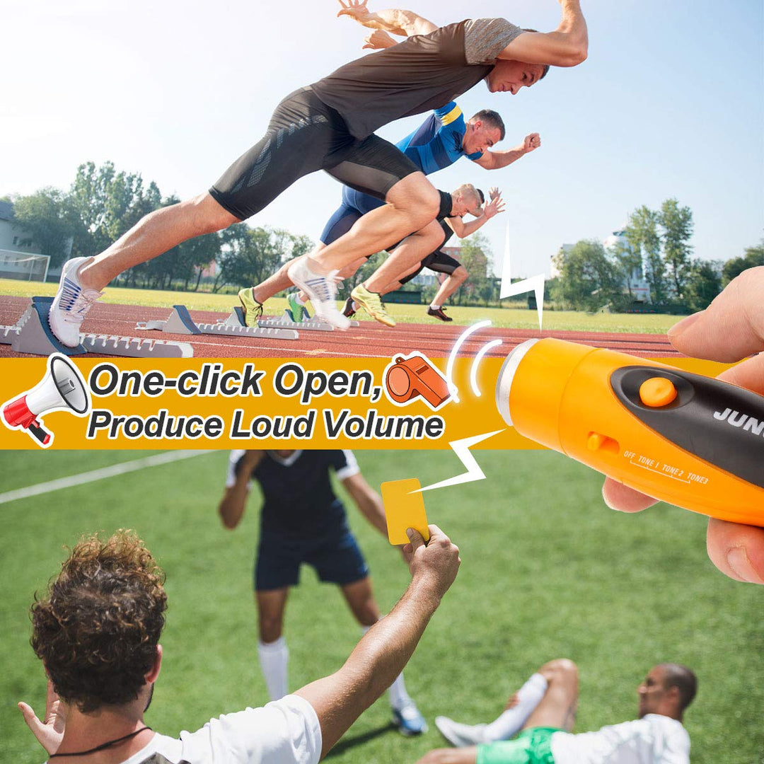 Electronic Whistle, Battery Operated Whistle Adjustable 3 Different Loud Whistle Sounds with Lanyard Handheld Electronic Whistles for Referees Volleyball Coaches Teacher, Soccer Sports Whistle-Yellow