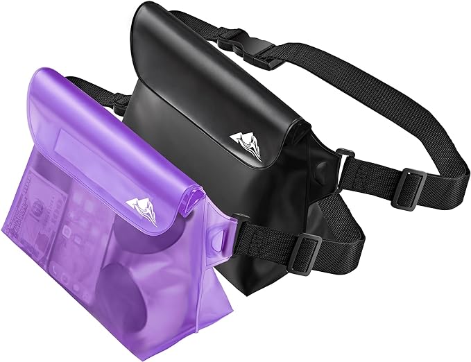 HEETA 2/3/4 Pack Waterproof Pouch with Waist Strap, Screen Touchable Dry Bag with Adjustable Belt for Phone Valuables for Kayaking, Swimming, Snorkeling, Boating, Fishing, Surfing & Beach