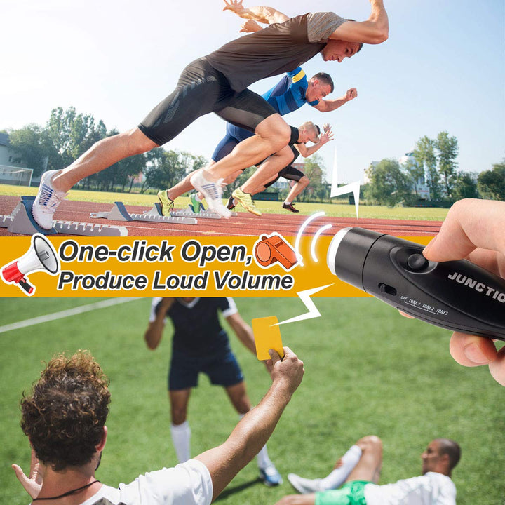 Electronic Whistle, Battery Operated Whistle Adjustable 3 Different Loud Whistle Sounds with Lanyard Handheld Electronic Whistles for Referees Volleyball Coaches Teacher, Soccer Sports Whistle-Black