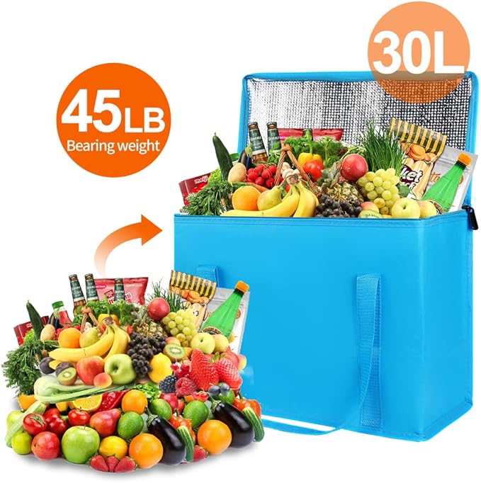 Insulated Reusable Grocery Shopping Bags, 4 Packs