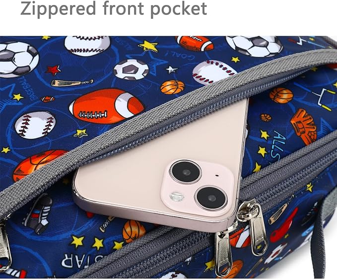 FlowFly Kids Lunch box Insulated Soft Bag Mini Cooler Back to School Thermal Meal Tote Kit for Girls, Boys,Football
