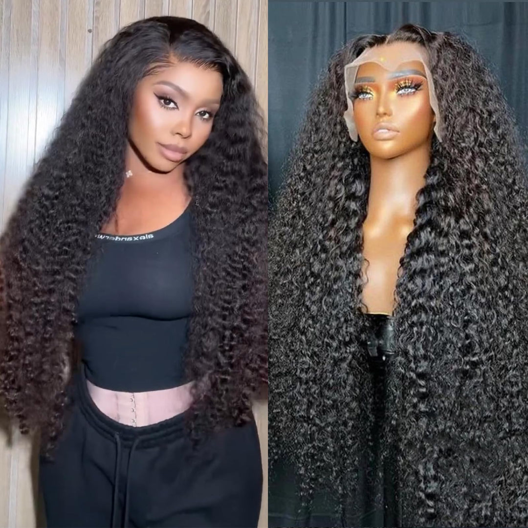 Daphernew Deep Wave Lace Front Wigs Human Hair 13x6 HD Transparent Lace Frontal Wigs Human Hair for Women Glueless Wigs Deep Curly Wigs Human Hair Pre Plucked with Baby Hair 200% Density (20 Inch)