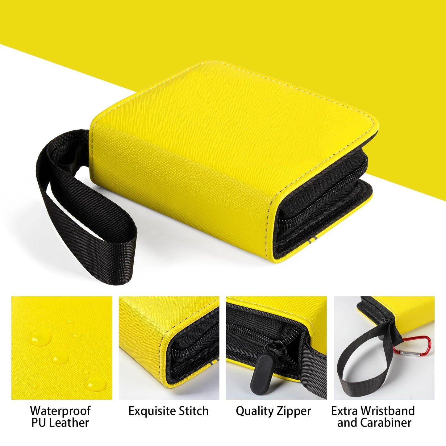 GEAoffice Small 1-Pocket Trading Card Mini Binder, Holding 80 Cards with 40 Removable Sleeves, 1 Card Size Collectible Card Albums for TCG, MTG, Yugioh, Gifts for Kids (Yellow)